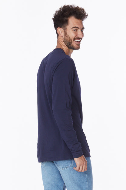 Henley Long Sleeves T-Shirt #Navy