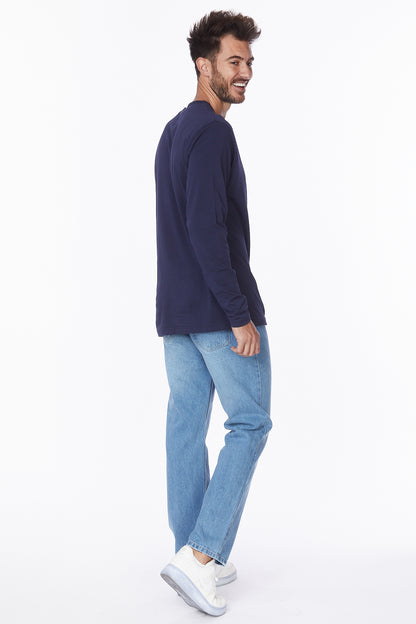 Henley Long Sleeves T-Shirt #Navy