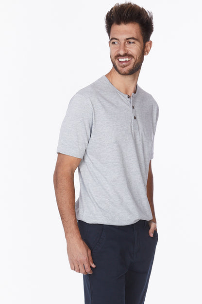 Men's Henley Short Sleeve T-Shirt #Grey