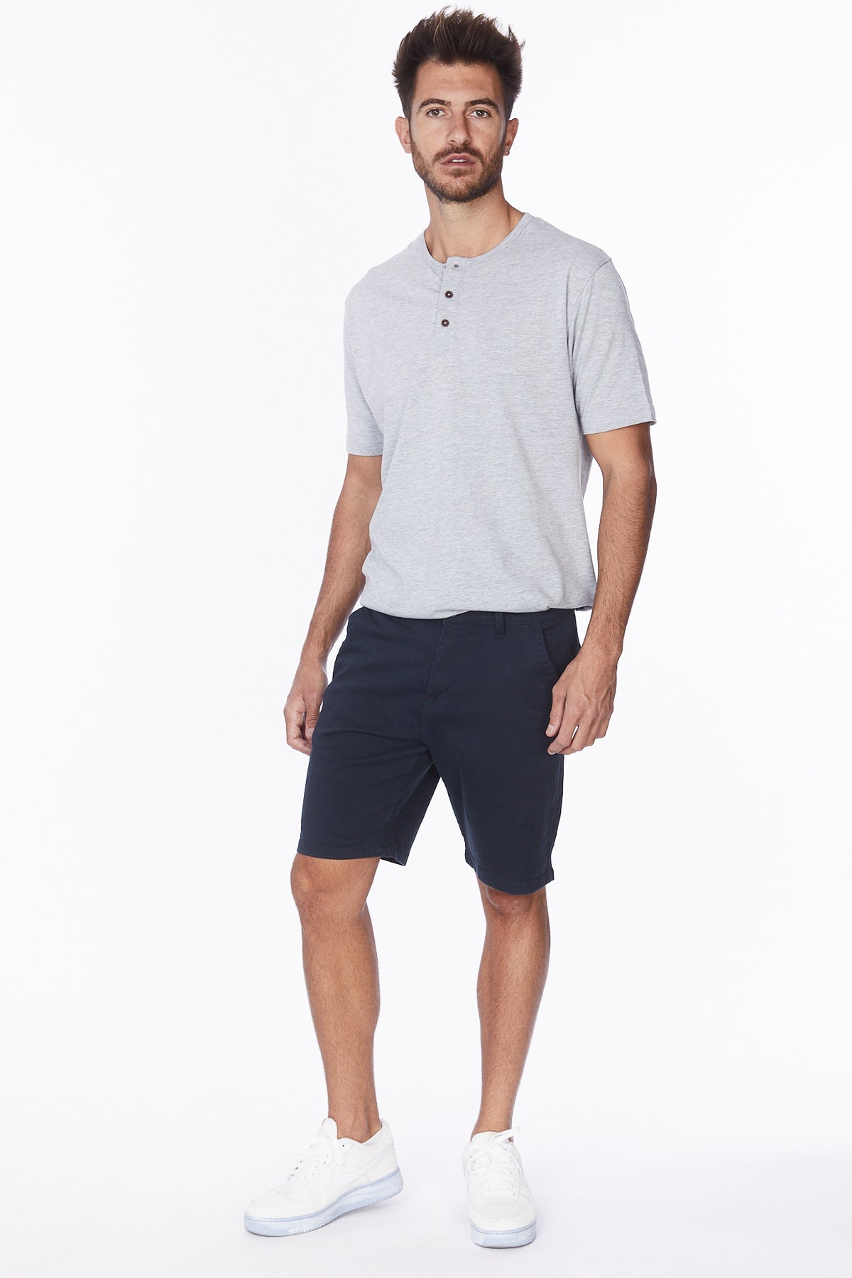 Men's Henley Short Sleeve T-Shirt #Grey