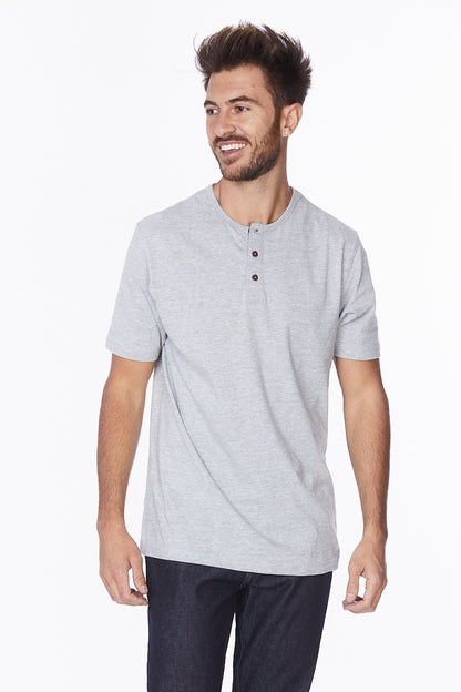 Men's Henley Short Sleeve T-Shirt #Grey