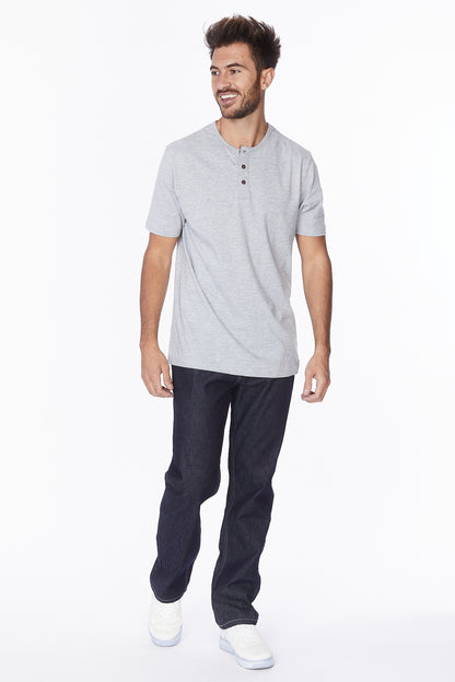 Men's Henley Short Sleeve T-Shirt #Grey