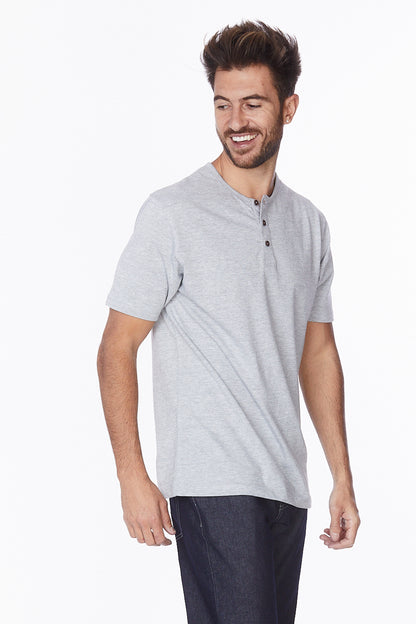 Men's Henley Short Sleeve T-Shirt #Grey