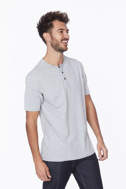 Men's Henley Short Sleeve T-Shirt #Grey