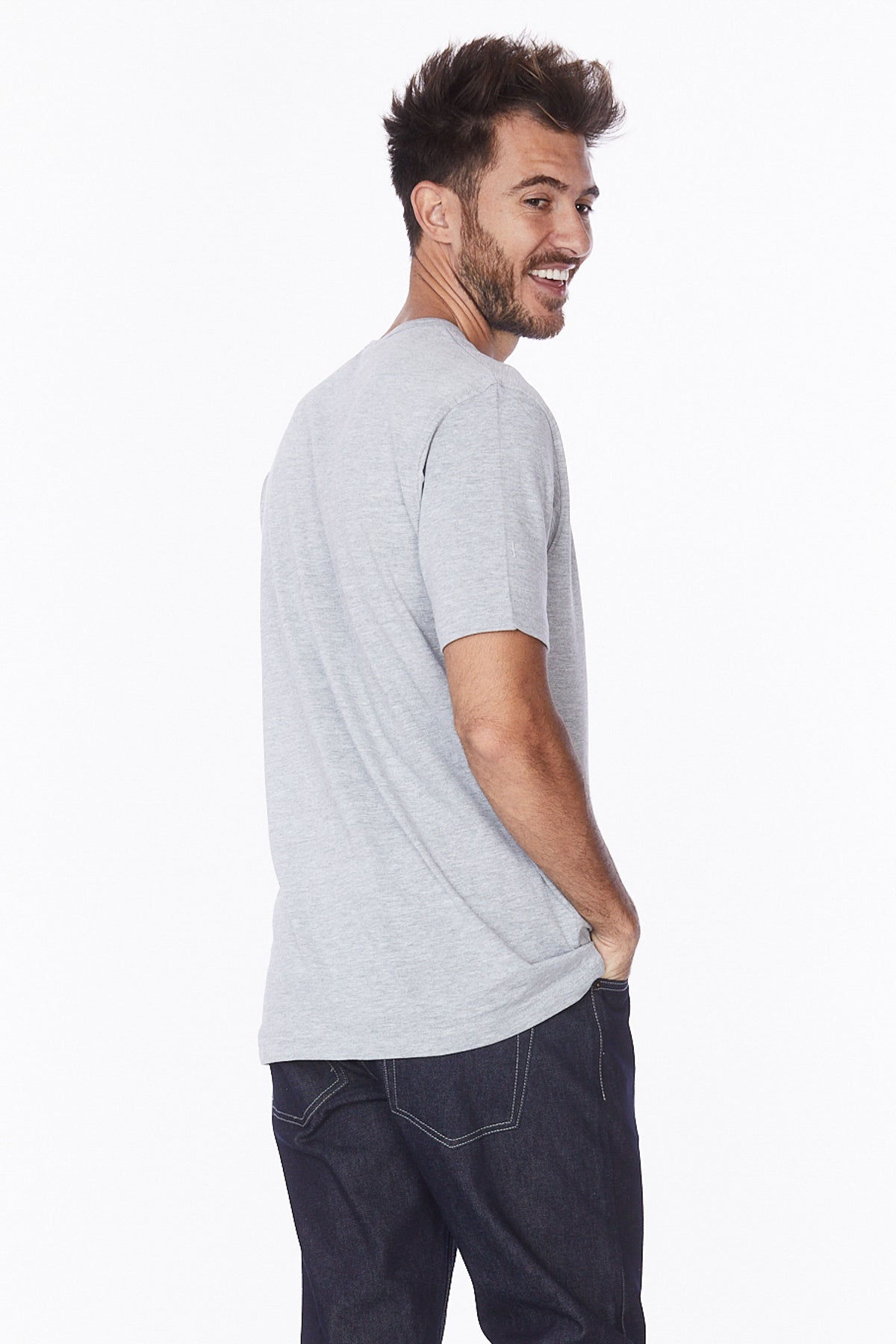 Men's Henley Short Sleeve T-Shirt #Grey