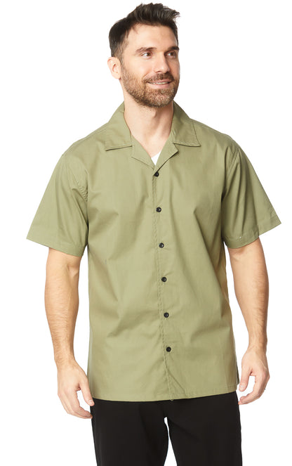 Men's Solid Flat Collar Shirt #Green
