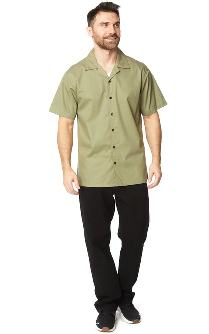 Men's Solid Flat Collar Shirt #Green