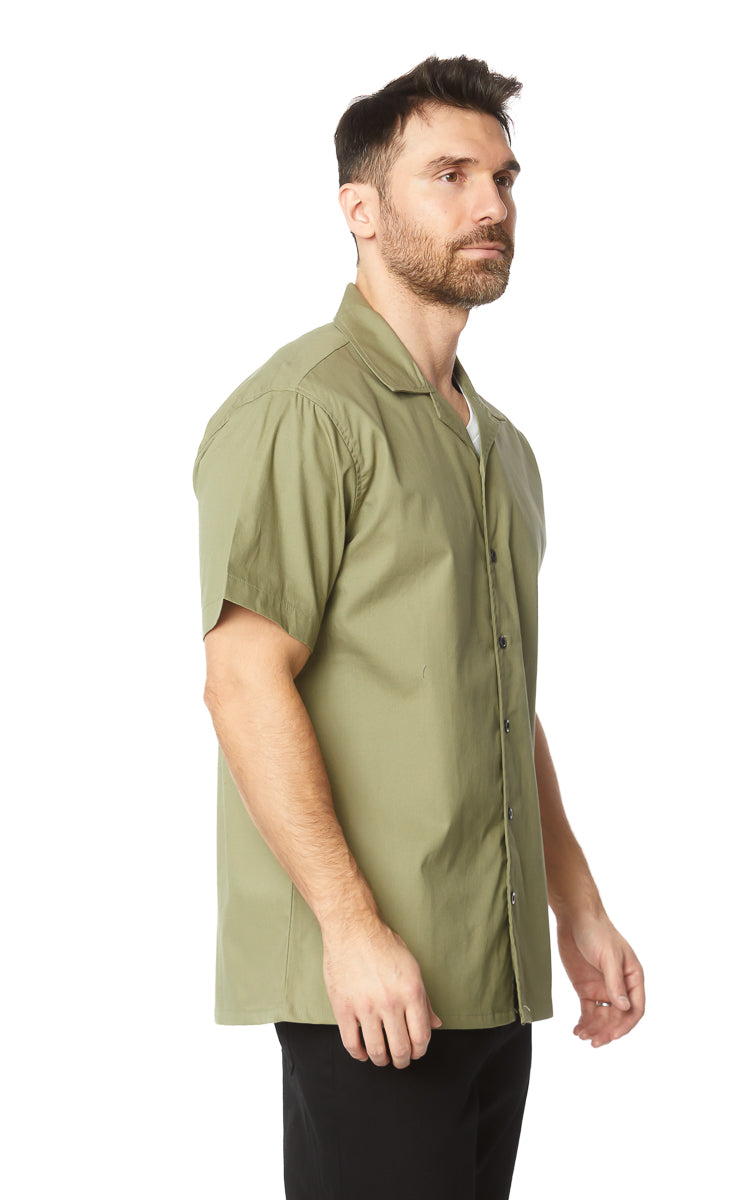 Men's Solid Flat Collar Shirt #Green