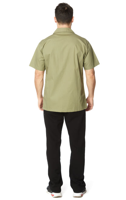 Men's Solid Flat Collar Shirt #Green