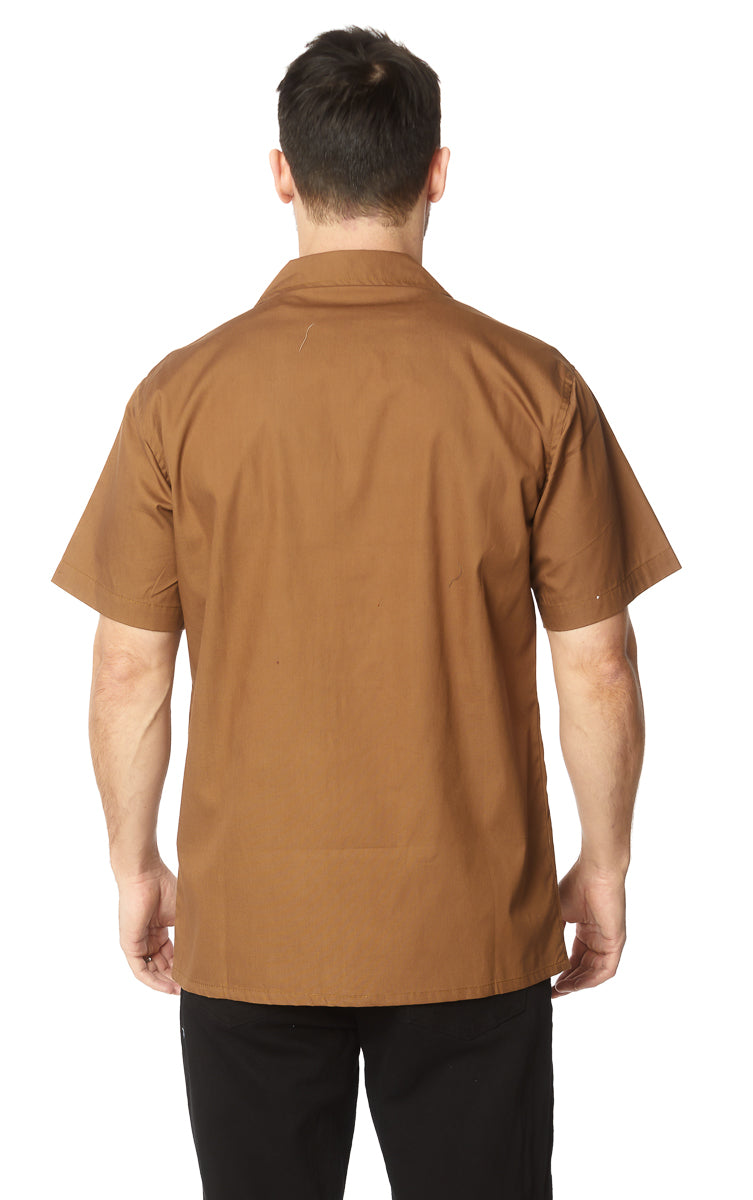 Men's Solid Flat Collar Shirt #Brown