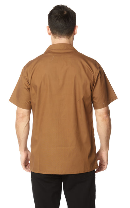 Men's Solid Flat Collar Shirt #Brown