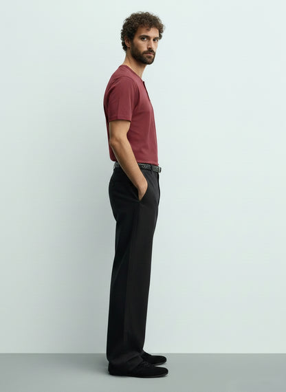 Men's Henley Short Sleeve T-Shirt #Burgundy