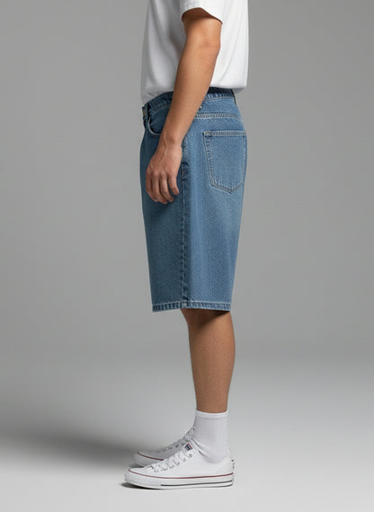 BAGGY FIT DENIM SHORTS (MIDUM BLUE)