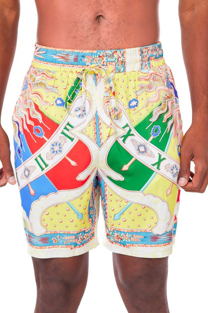 Sateen Men's Printed Elastic Shorts