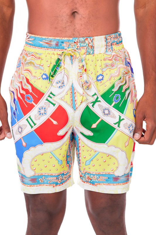 Sateen Men's Printed Elastic Shorts