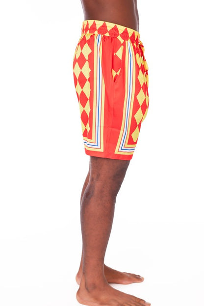 Sateen Men's Printed Elastic Shorts