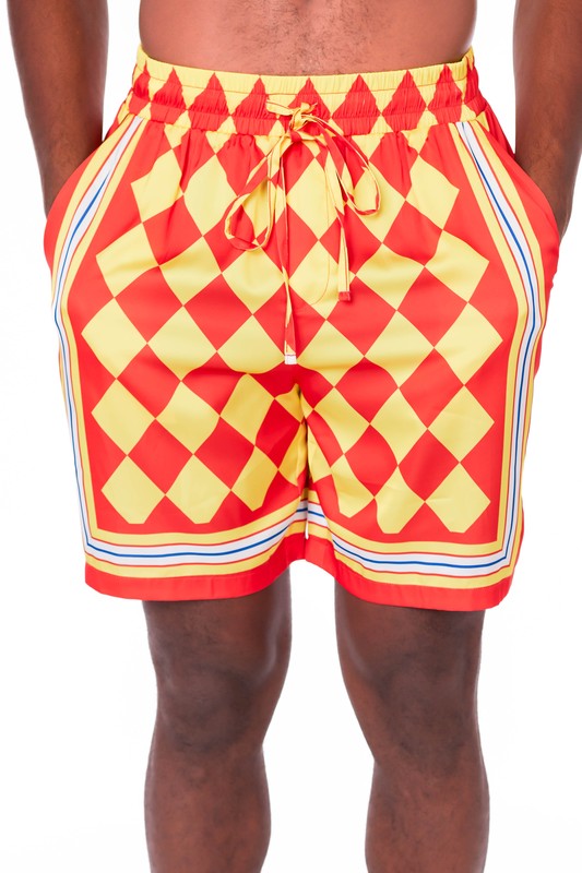 Sateen Men's Printed Elastic Shorts