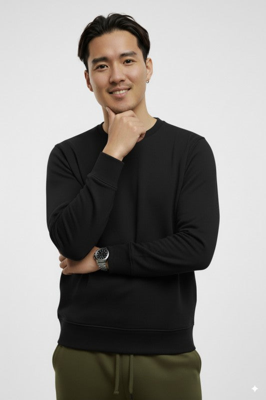 Unisex Fleece Crew Neck Sweatshirt #Black