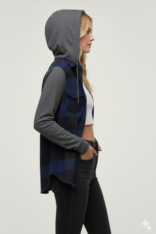 Flannel Shirt With Detachable Hood