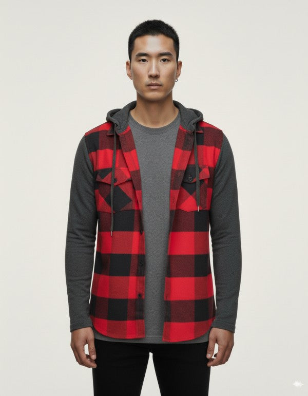 Flannel Shirt With Detachable Hood