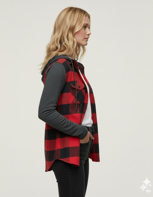 Flannel Shirt With Detachable Hood