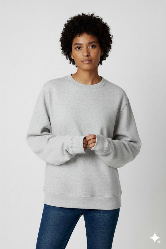 Unisex Fleece Crew Neck Sweatshirt #Gray