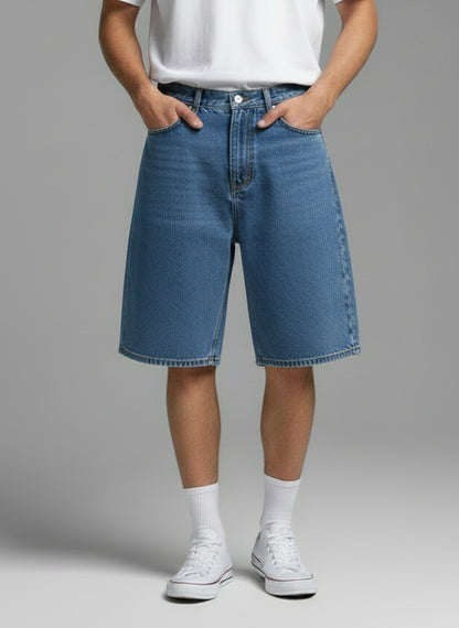 BAGGY FIT DENIM SHORTS (MIDUM BLUE)