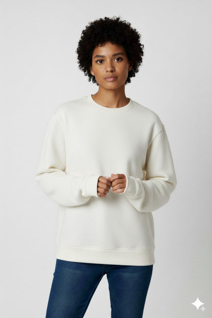 Unisex Fleece Crew Neck Sweatshirt #Ivory