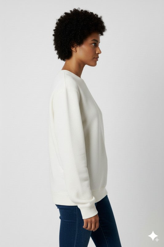 Unisex Fleece Crew Neck Sweatshirt #Ivory
