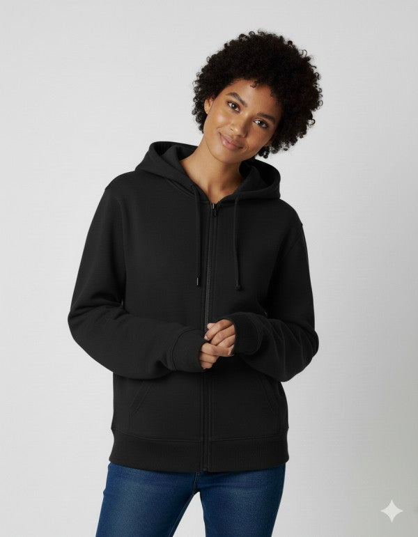 Unisex Fleece Zipper Hoodie #Black