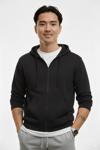 Unisex Fleece Zipper Hoodie #Black