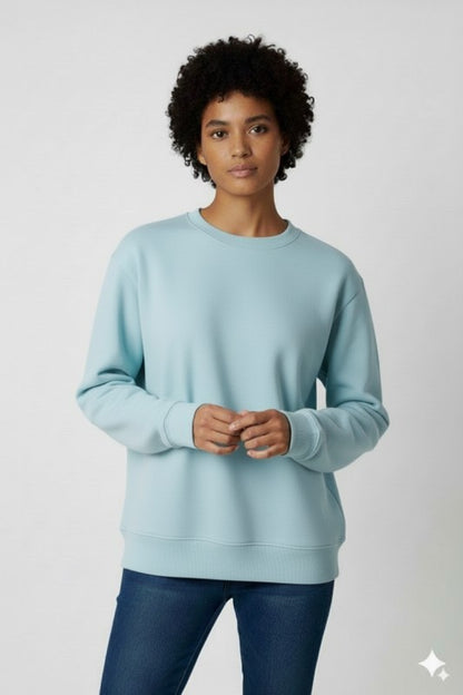Unisex Fleece Crew Neck Sweatshirt #Turquoise