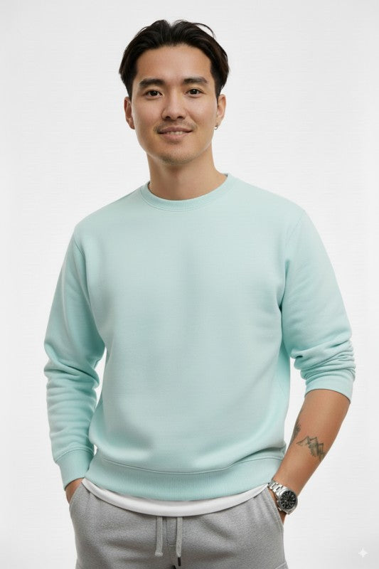 Unisex Fleece Crew Neck Sweatshirt #Turquoise