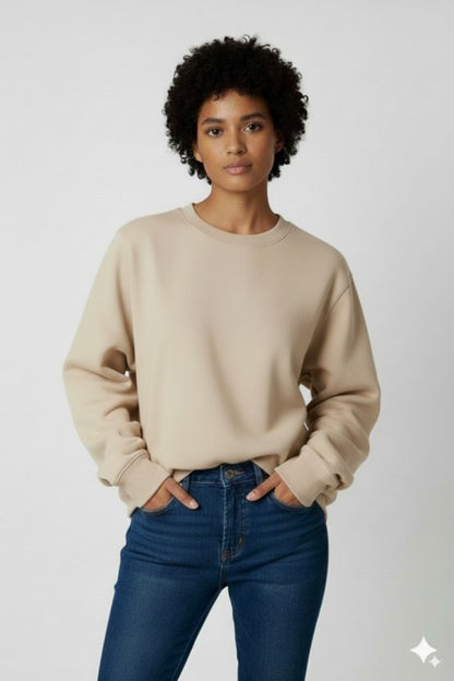 Unisex Fleece Crew Neck Sweatshirt #Sand