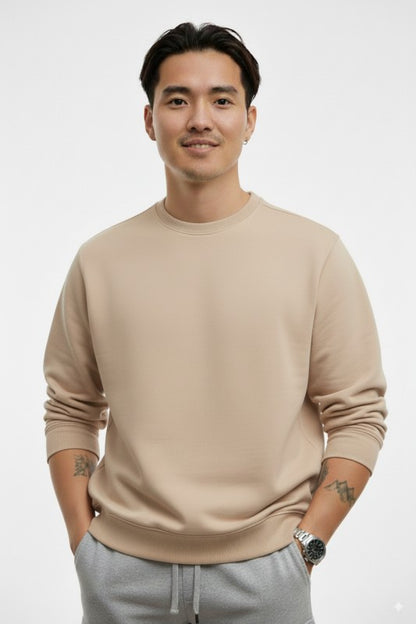 Unisex Fleece Crew Neck Sweatshirt #Sand