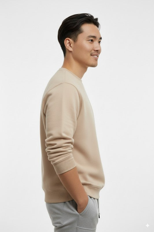 Unisex Fleece Crew Neck Sweatshirt #Sand