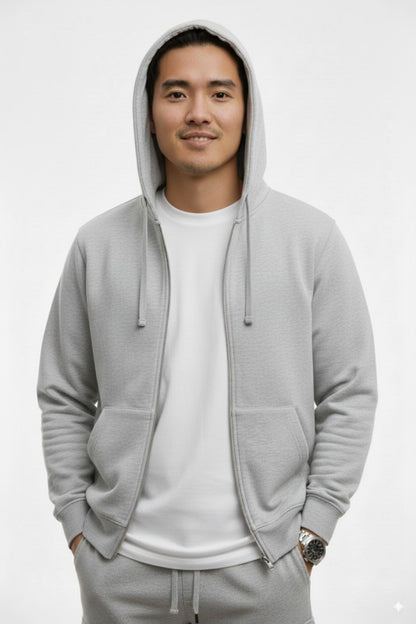 Unisex Fleece Zipper Hoodie #Gray