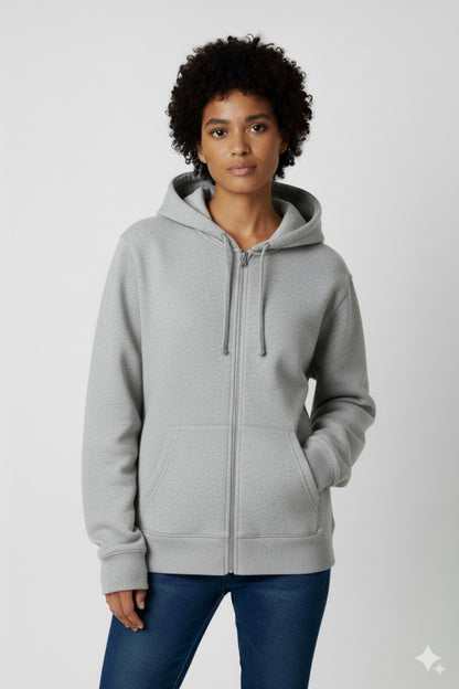 Unisex Fleece Zipper Hoodie #Gray