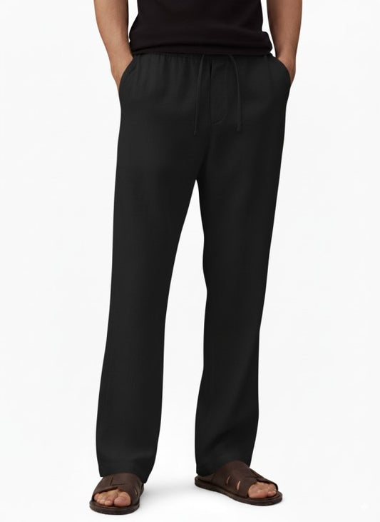 Linen Blend Pant #BLACK