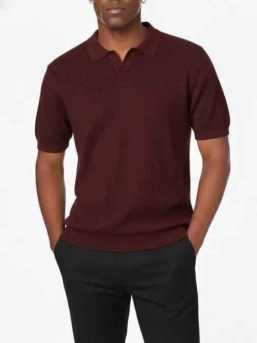 Knitted Polo HB-75032 (BURGUNDY)