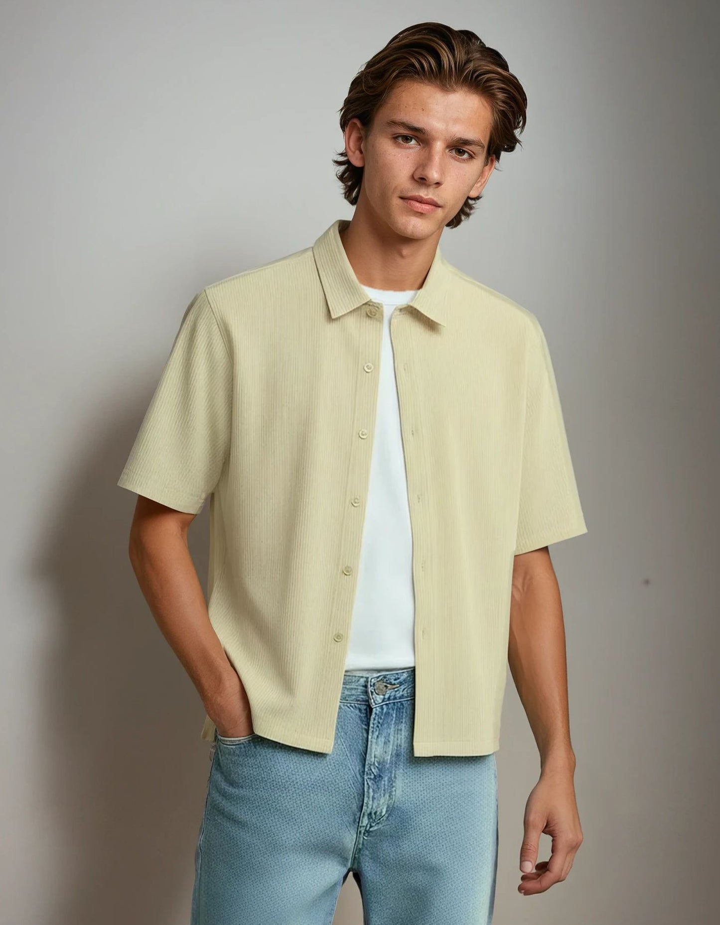 Checkered Boxy Fit Shirt  Yellow