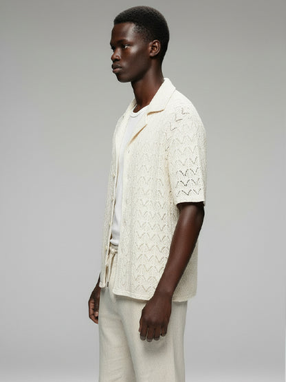 Crochet Short Sleeve Shirt - #4078