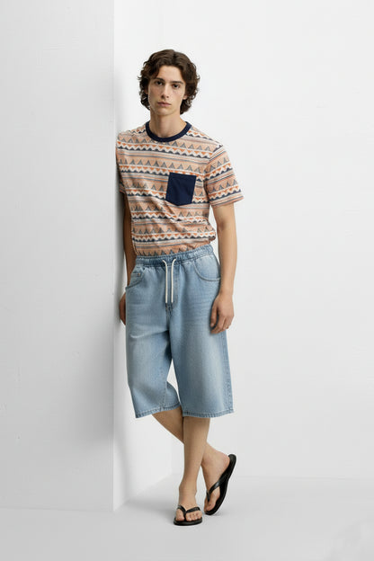 Aztec Print Khaki T-Shirt