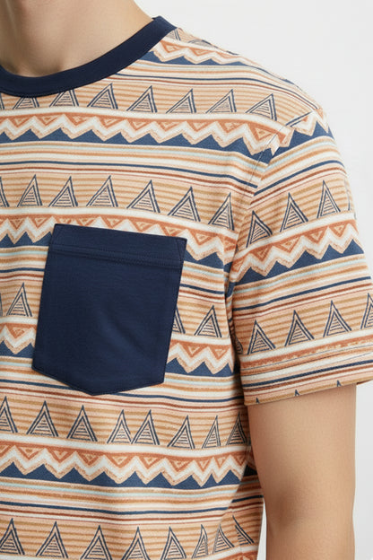 Aztec Print Khaki T-Shirt