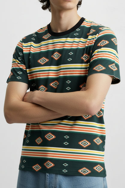 Aztec Print Black T-Shirt