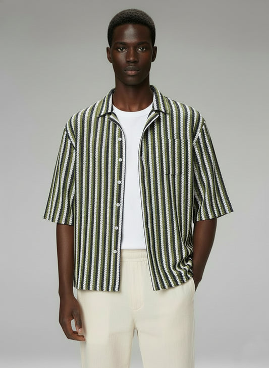 Men's Crochet Short Sleeve Shirt - #4417
