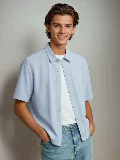 Checkered Boxy Fit Shirt (Blue)