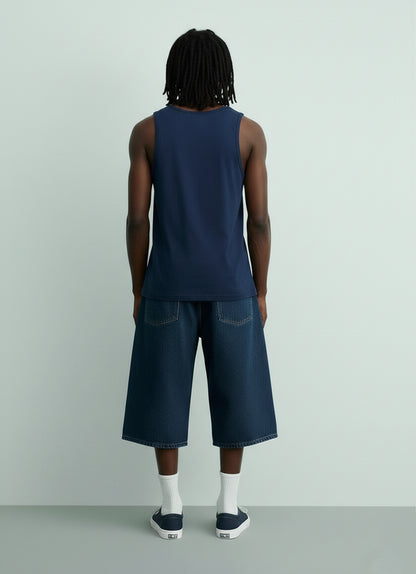 White Navy Pocket Tank Top