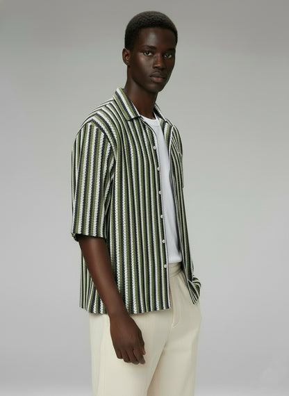 Men's Crochet Short Sleeve Shirt - #4417