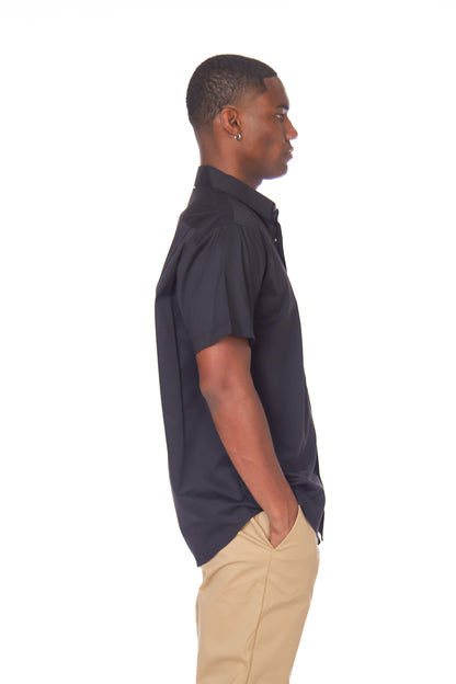 Men's Cotton Stretch Short Sleeve Solid Shirt